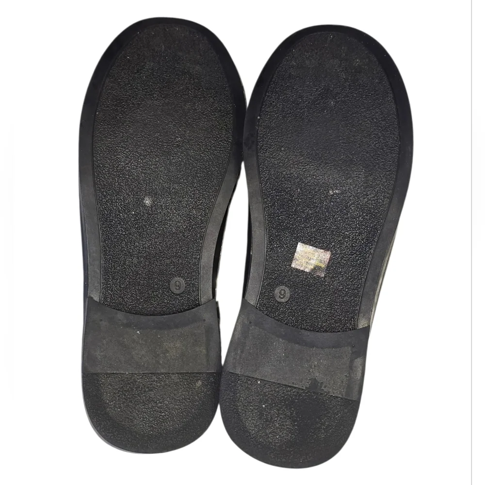 Tory Burch Classic Matte Black Loafers Double T Logo Rubber Slip On Size 9 Women